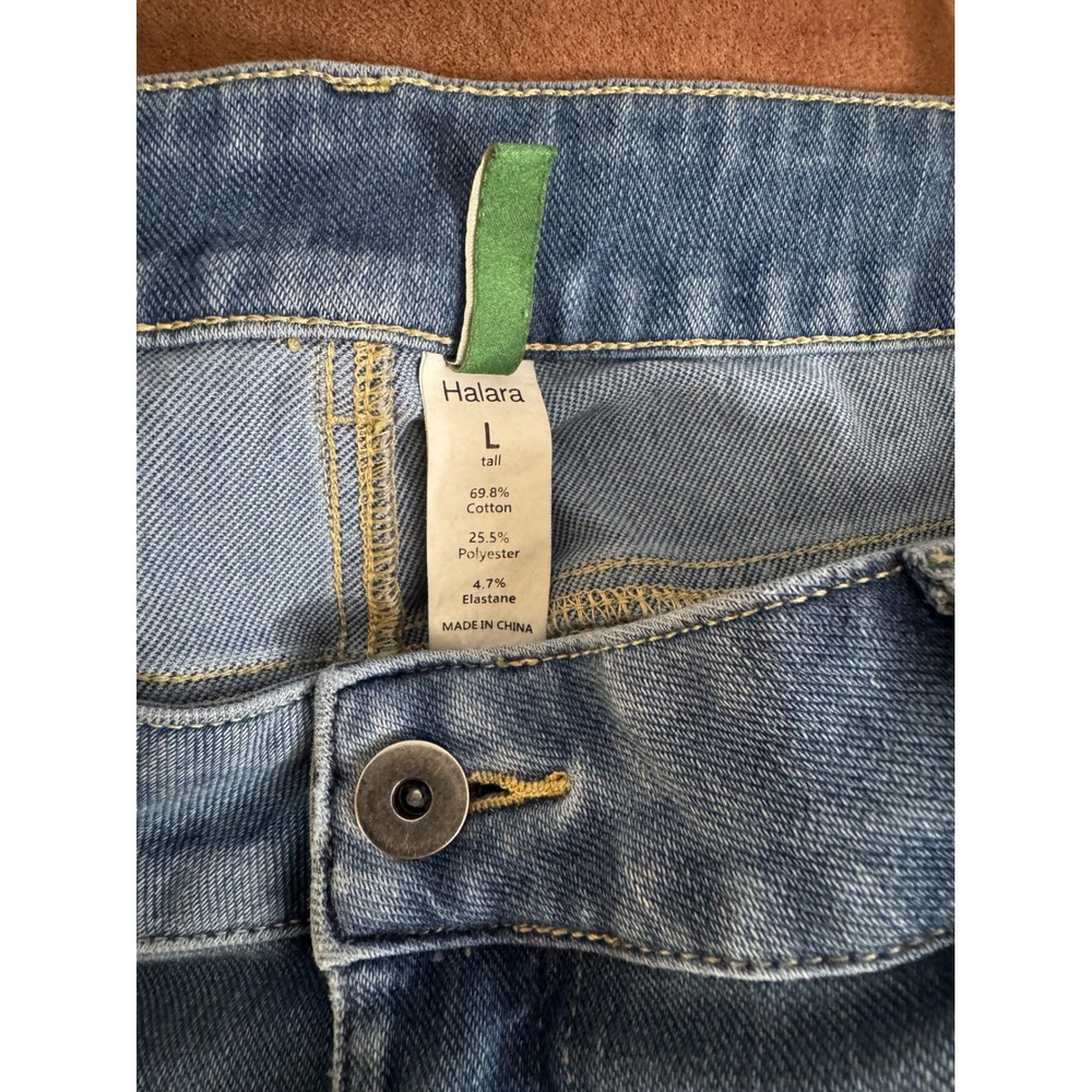 Halara Blue Wide Leg Cuffed Jeans High Waisted Medium Wash Denim Size L Tall - Picture 3 of 8